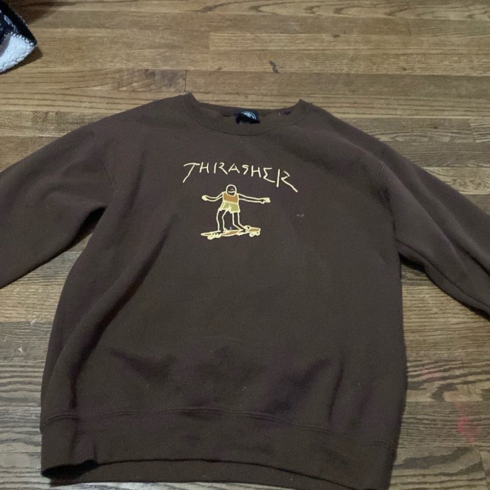 Long sleeve brown thrasher sweat shirt